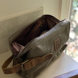 Waxed Canvas Toiletry Bag with framing