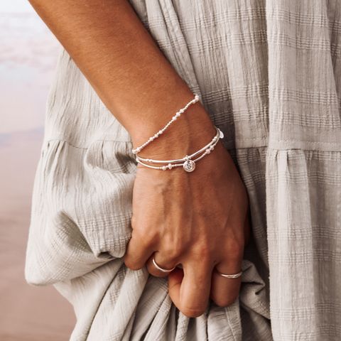 silver bracelet with letters